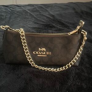 Coach Black Shoulder Bag with Gold Chain